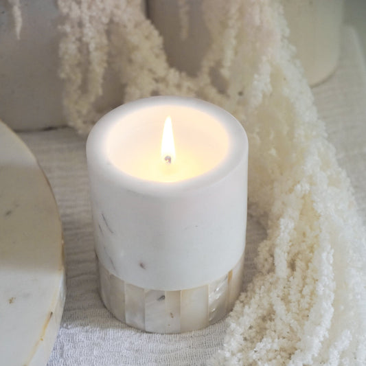 White Mother of Pearl Lemongrass Candle (Small) by Anaya