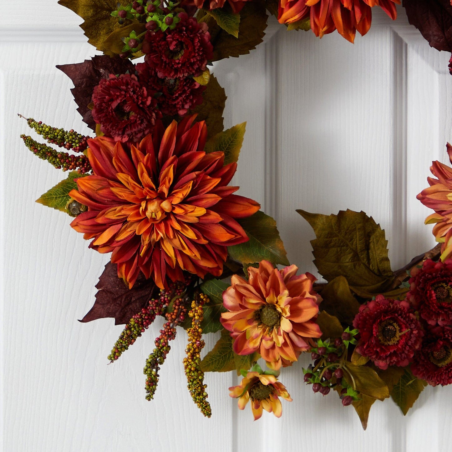 22” Dahlia & Mum Wreath - Autumn Beauty by Nearly Natural