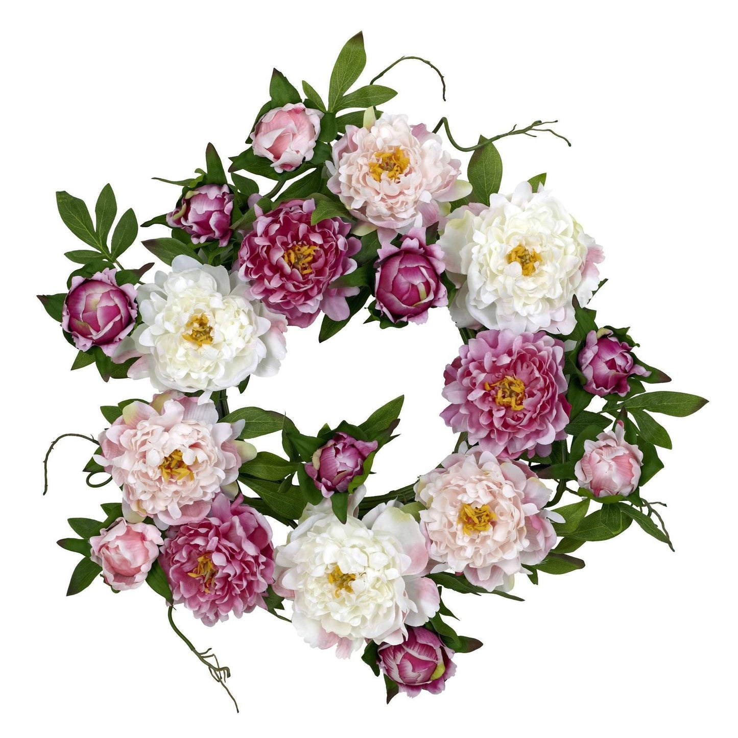 22" Peony Wreath" by Nearly Natural