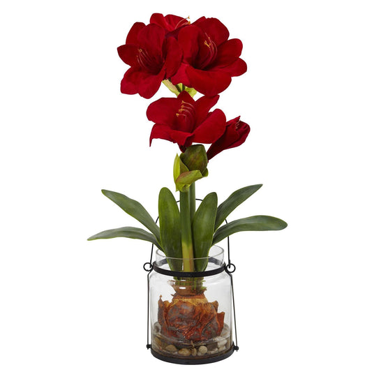 24” Amaryllis w/Vase by Nearly Natural