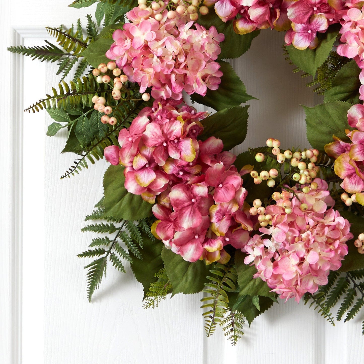 24” Artificial Hydrangea Berry Wreath by Nearly Natural