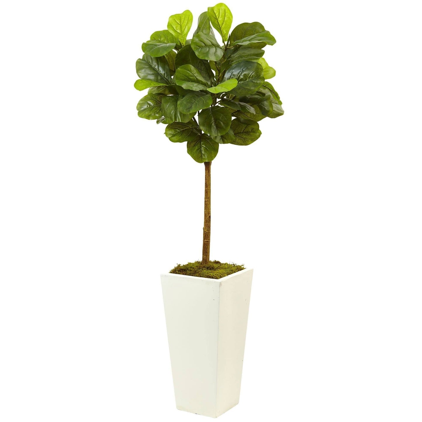 4.5’ Fiddle Leaf Fig in White Planter (Real Touch) by Nearly Natural