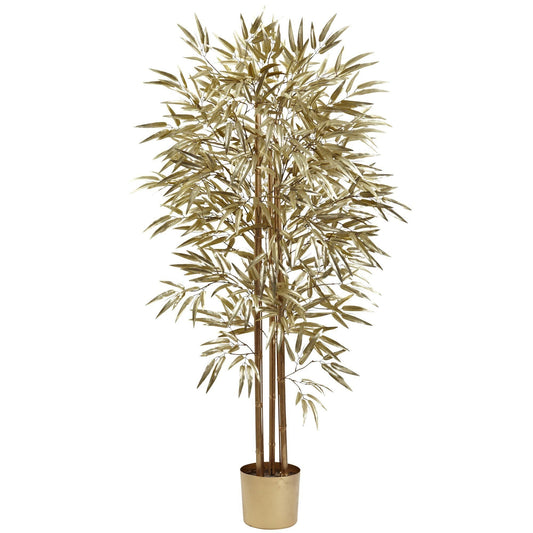 5' Golden Bamboo Tree w/880 Lvs by Nearly Natural