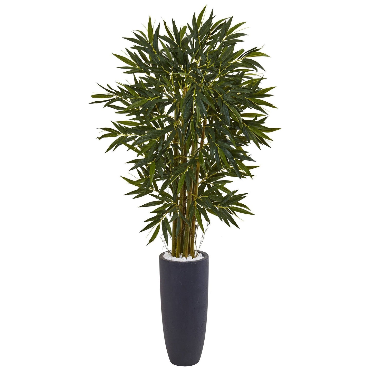 6.5’ Bamboo Tree in Gray Cylinder Planter by Nearly Natural