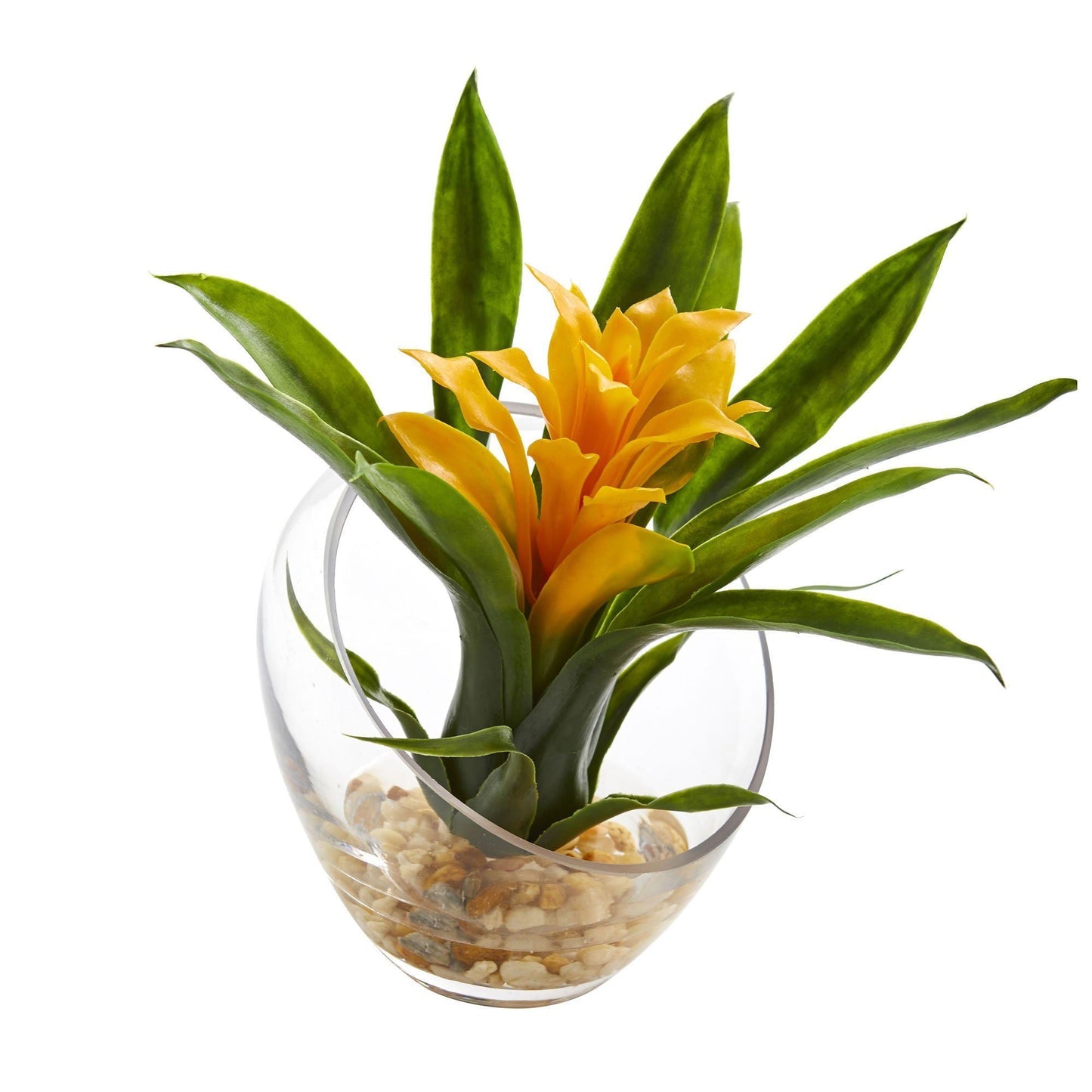 8’’ Tropical Bromeliad in Angled Vase Artificial Arrangement by Nearly Natural