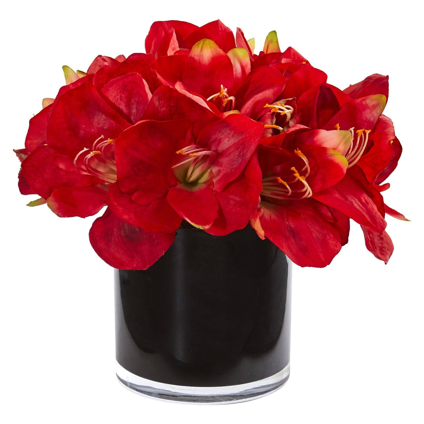 Amaryllis Artificial Arrangement in Glossy Cylinder by Nearly Natural