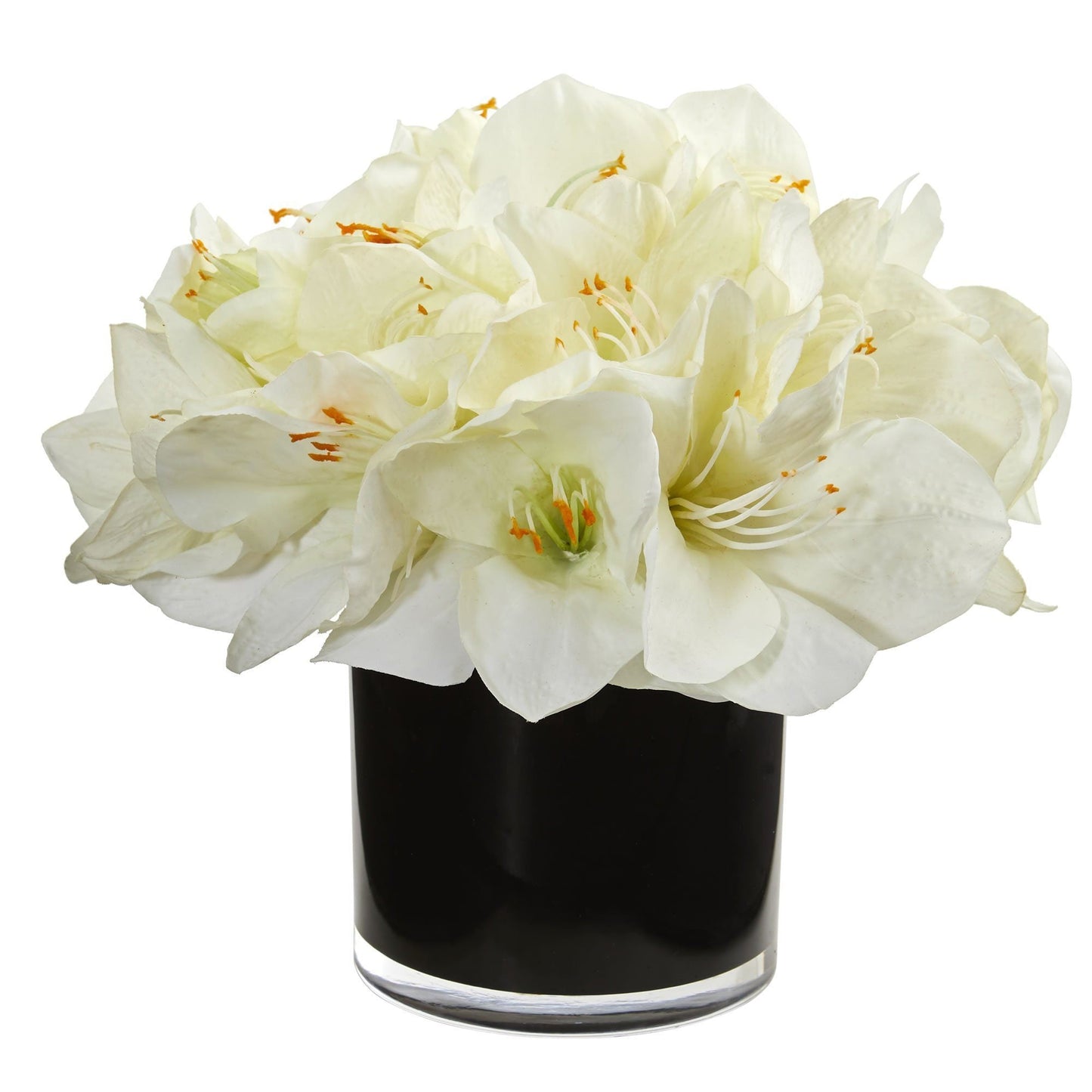 Amaryllis Artificial Arrangement in Glossy Cylinder by Nearly Natural