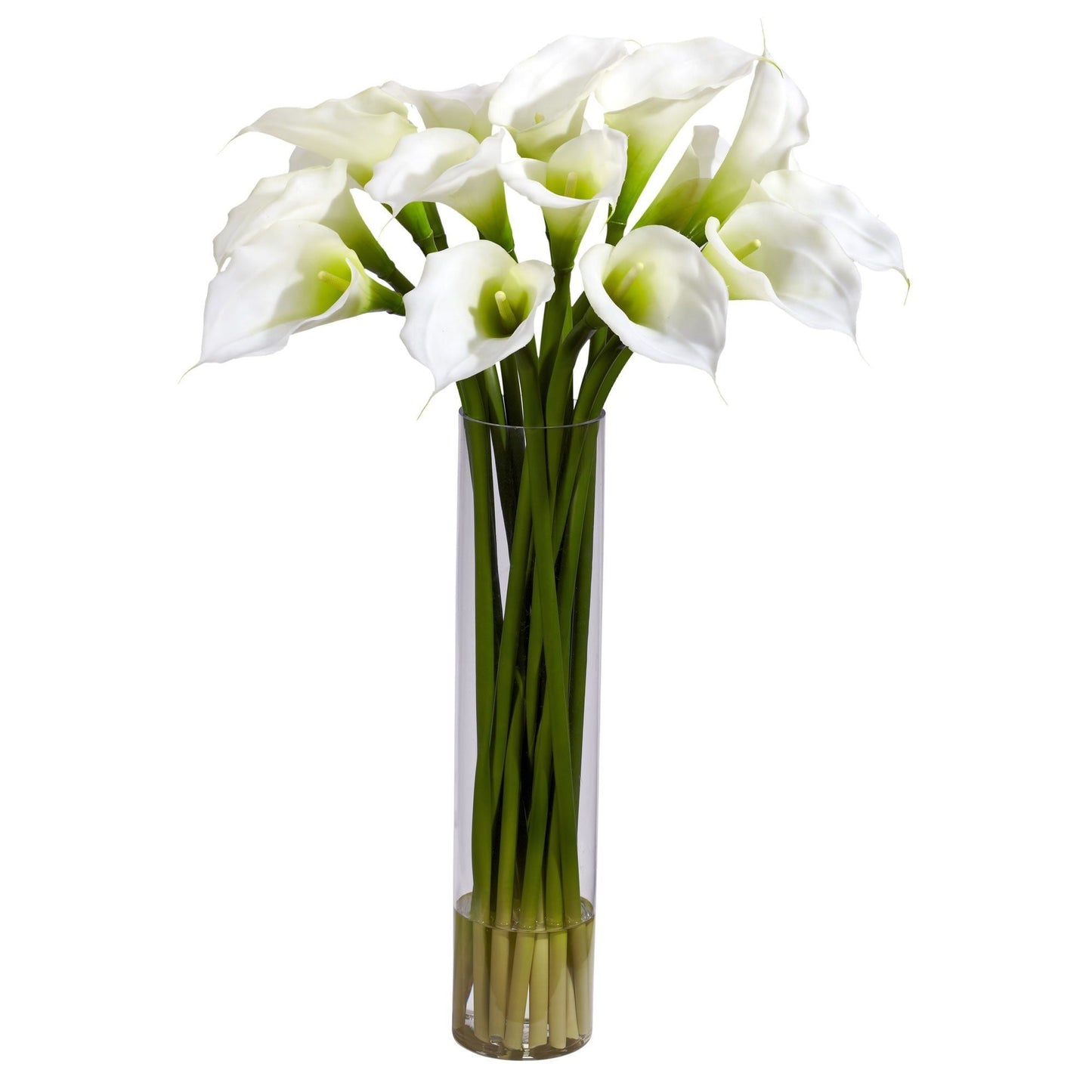 Calla Lilly w/Cylinder Silk Flower Arrangement by Nearly Natural