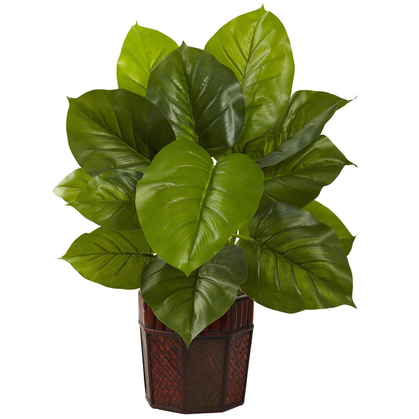 Large Leaf Philodendron w/Decorative Planter (Real Touch) by Nearly Natural