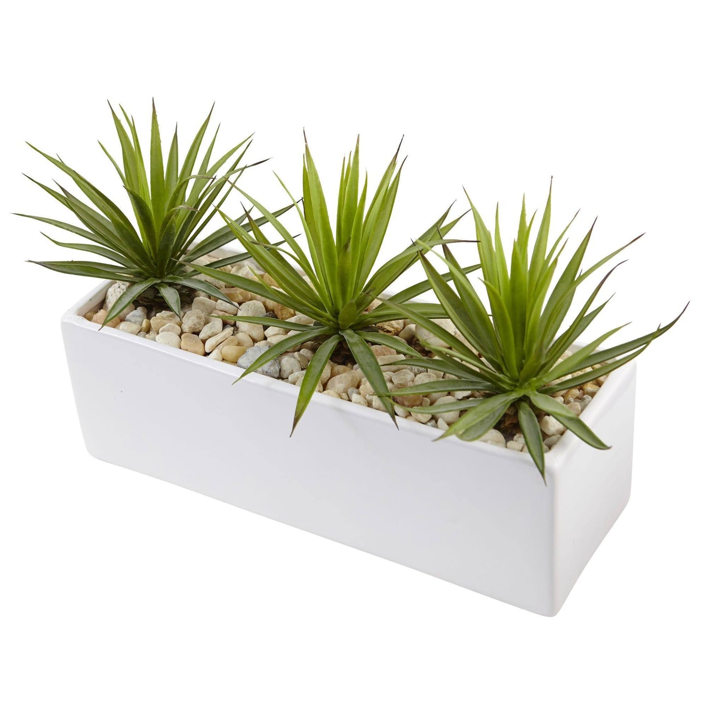 Mini Agave in Rectangular Ceramic by Nearly Natural