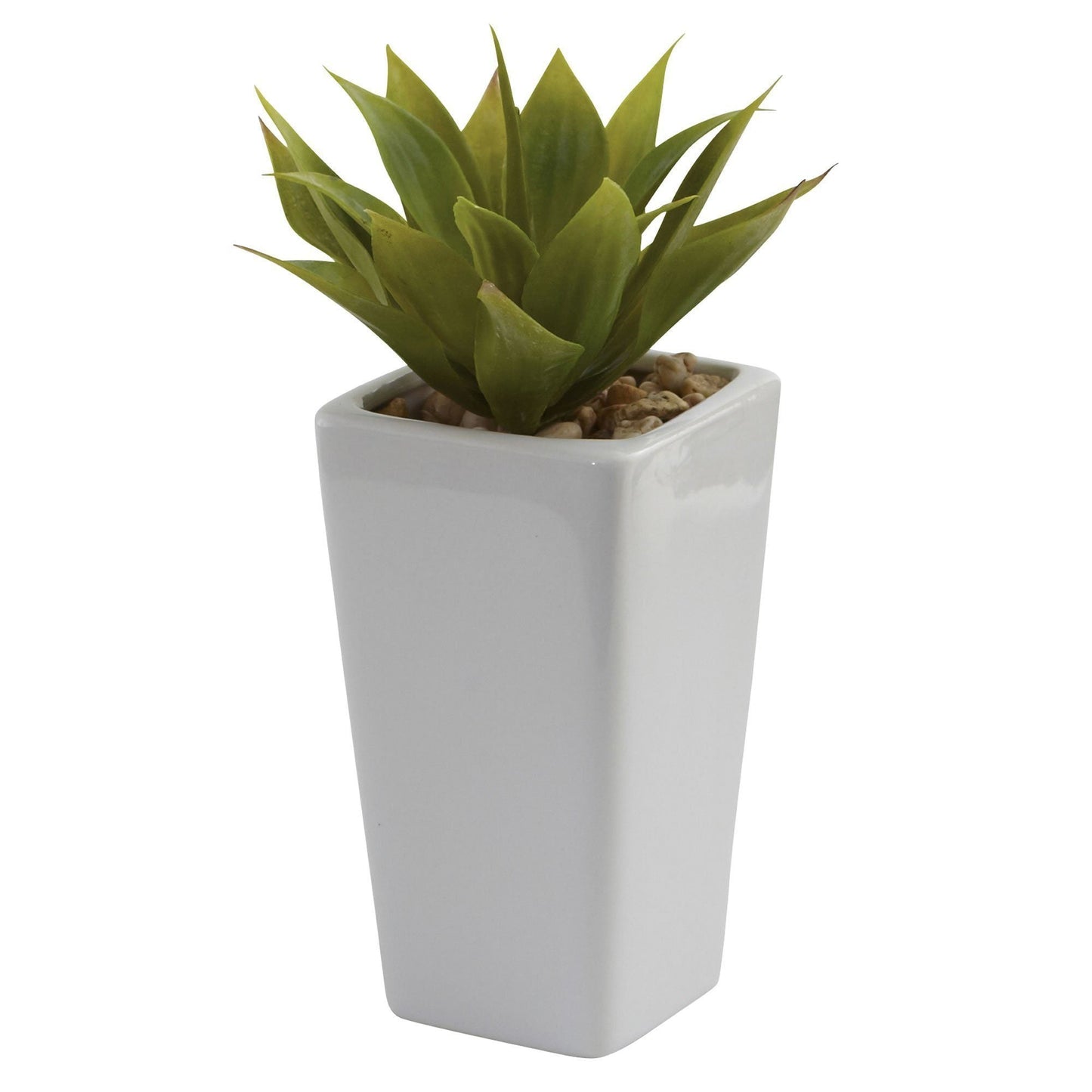 Mini Agave w/ Planter (Set of 3) White by Nearly Natural