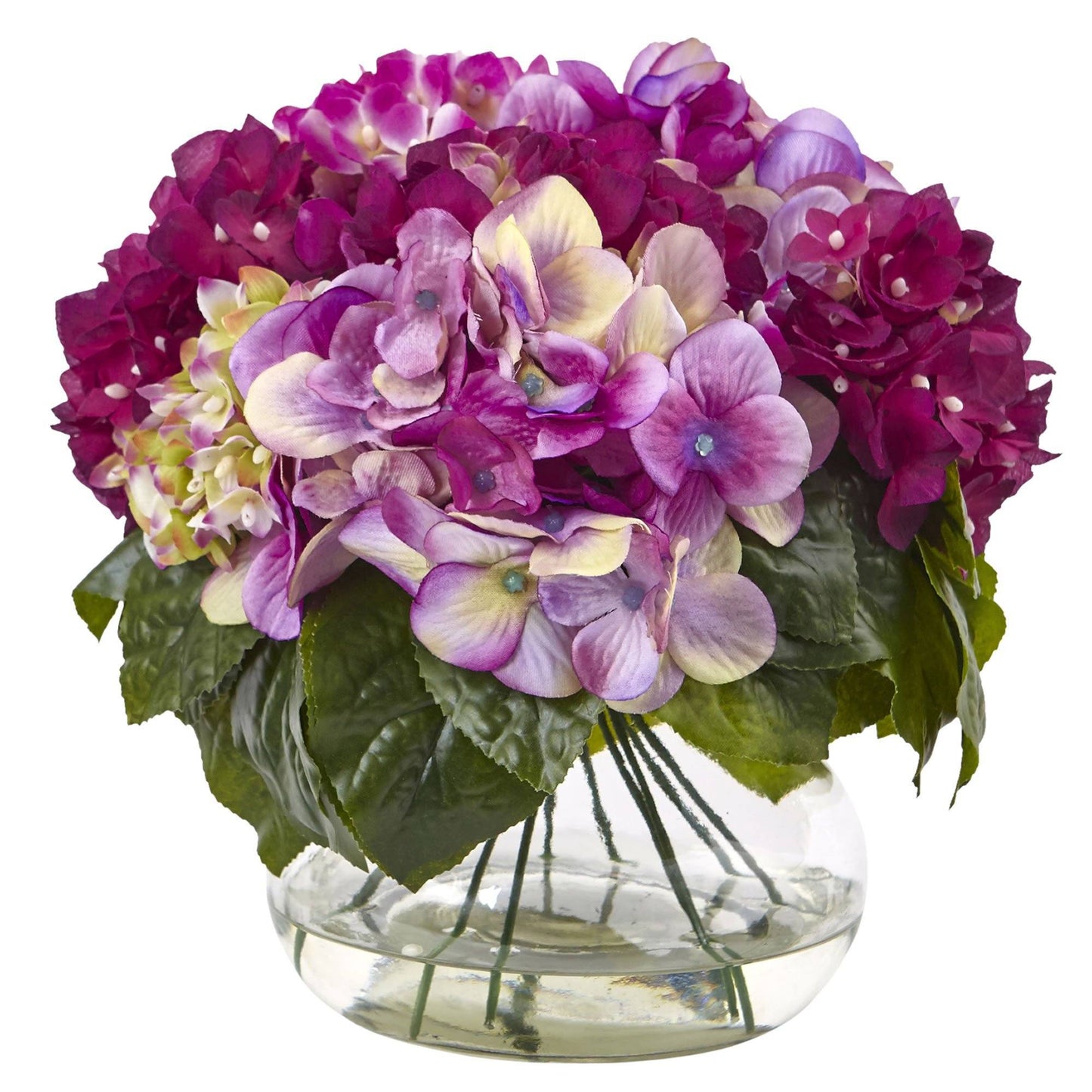 Mixed Hydrangea w/Vase by Nearly Natural
