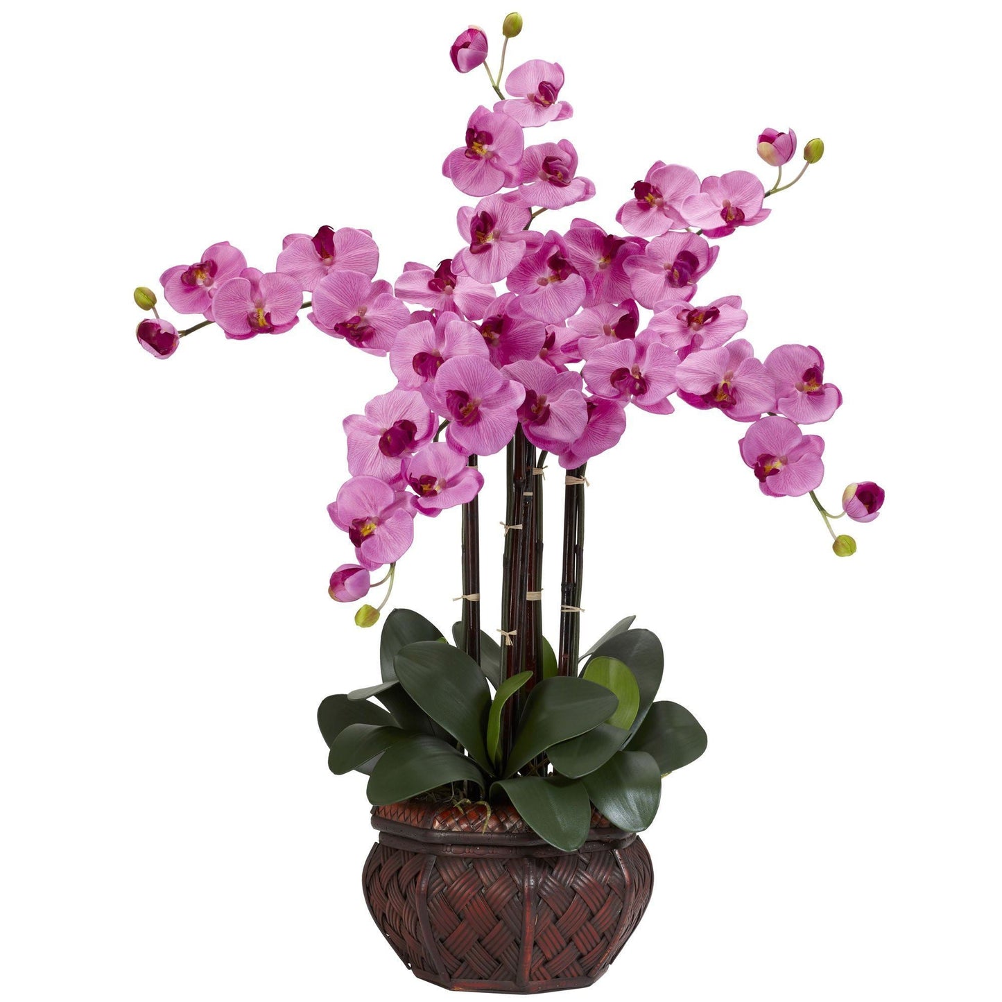 Phalaenopsis w/Decorative Vase Silk Flower Arrangement by Nearly Natural