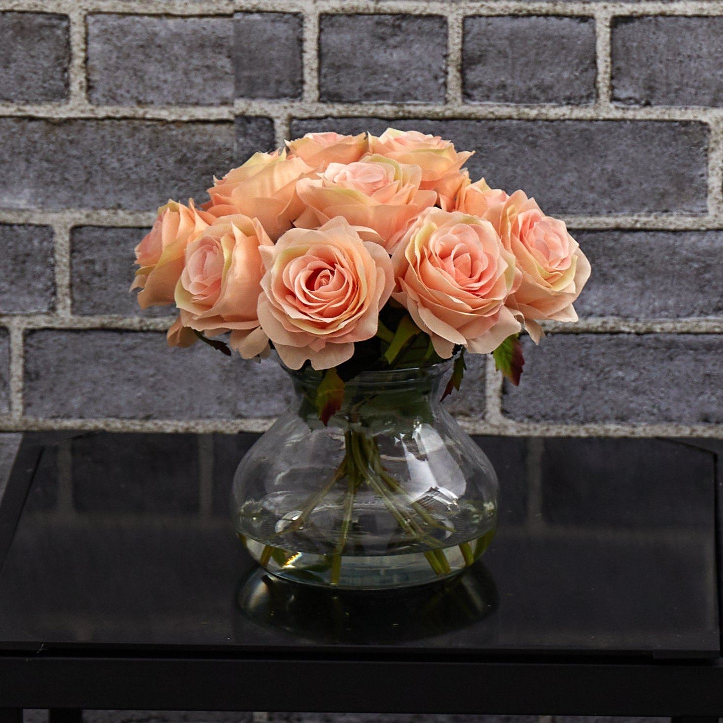 Rose Arrangement w/Vase by Nearly Natural