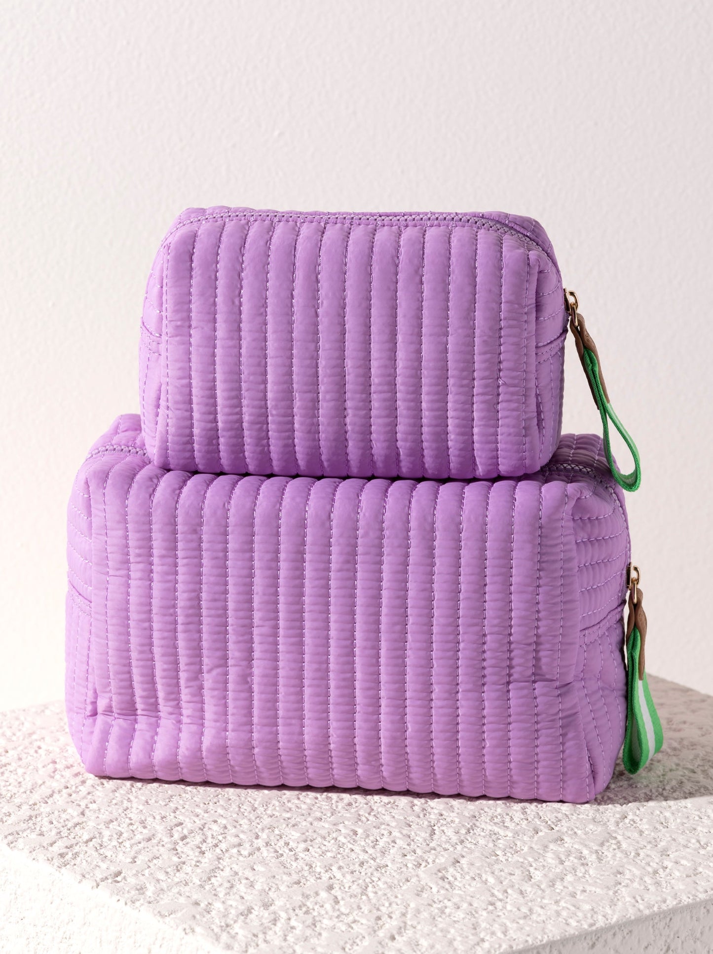 Shiraleah Ezra Quilted Nylon Small Boxy Cosmetic Pouch, Lilac by Shiraleah