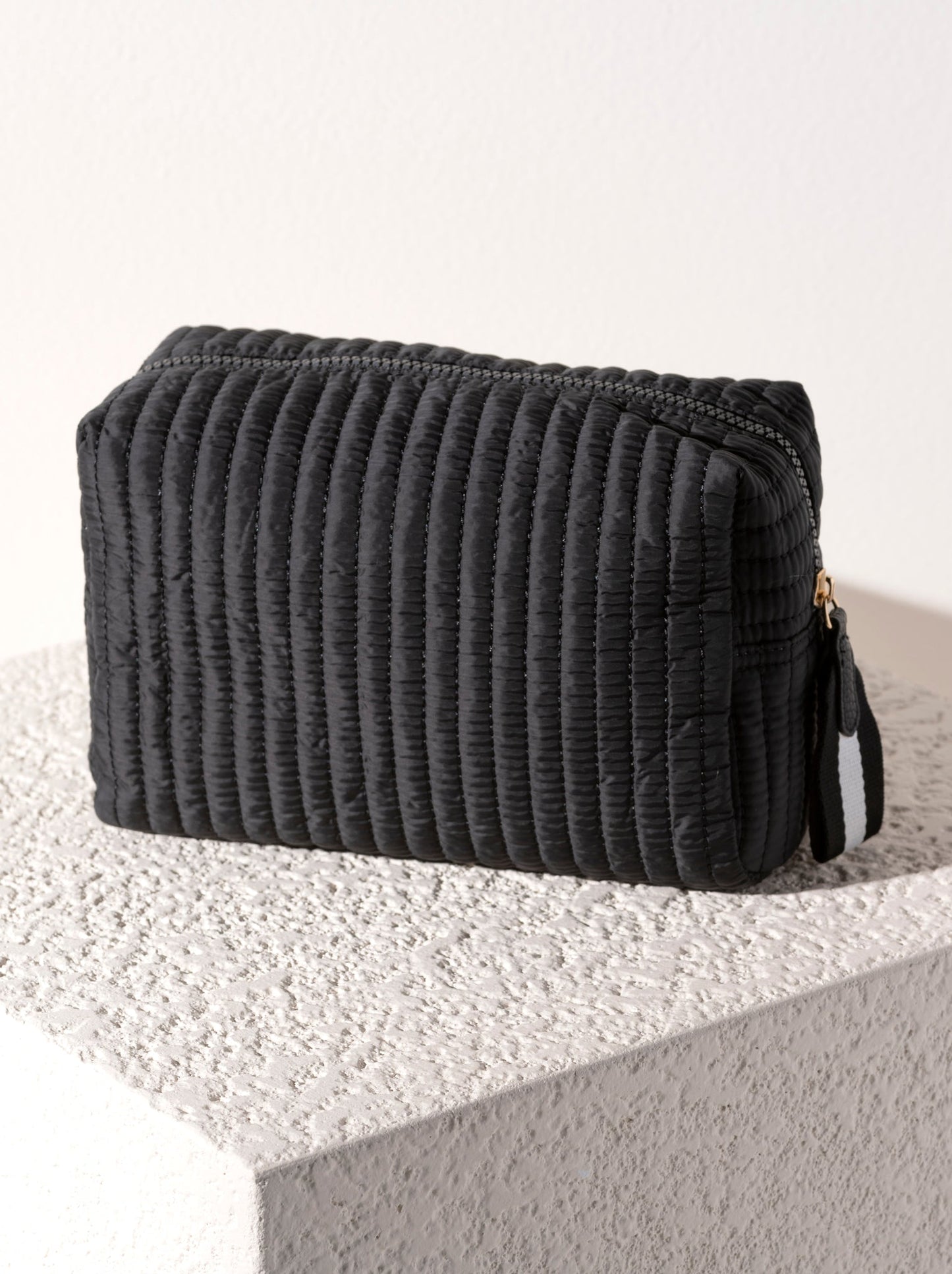 Shiraleah Ezra Quilted Nylon Large Boxy Cosmetic Pouch, Black by Shiraleah