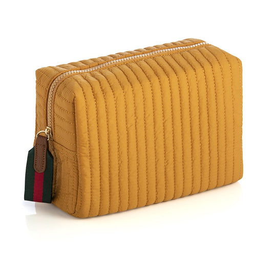 Shiraleah Ezra Quilted Nylon Large Boxy Cosmetic Pouch, Honey by Shiraleah