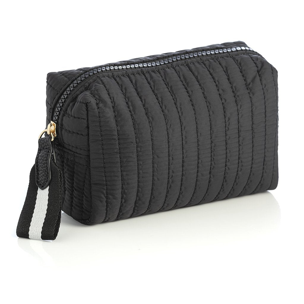 Shiraleah Ezra Quilted Nylon Small Boxy Cosmetic Pouch, Black by Shiraleah