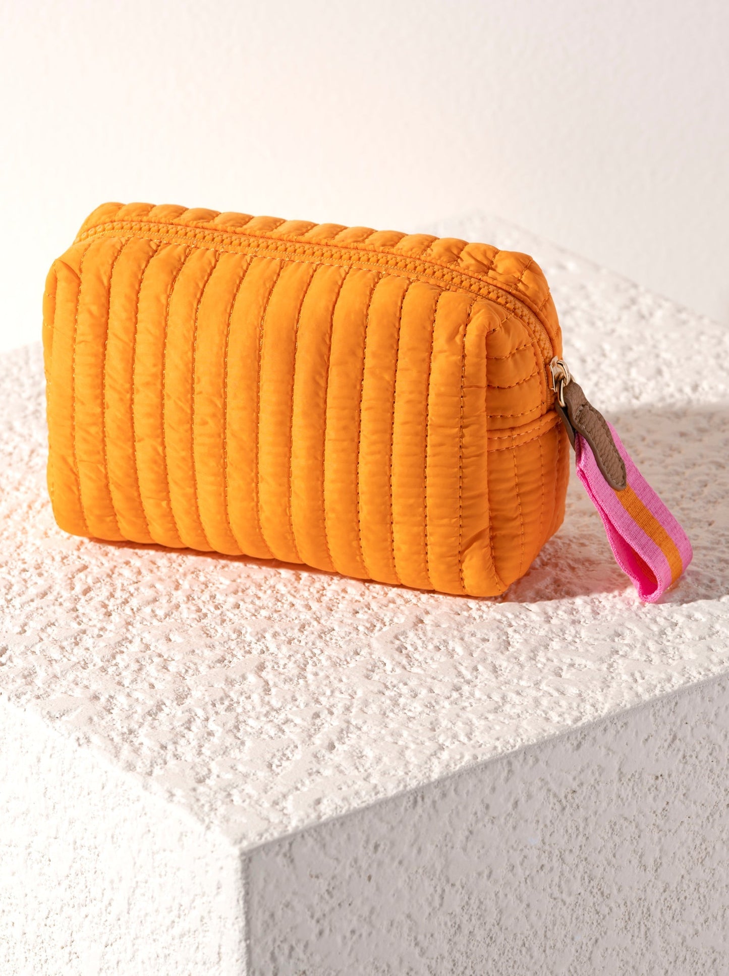 Shiraleah Ezra Quilted Nylon Small Boxy Cosmetic Pouch, Orange by Shiraleah