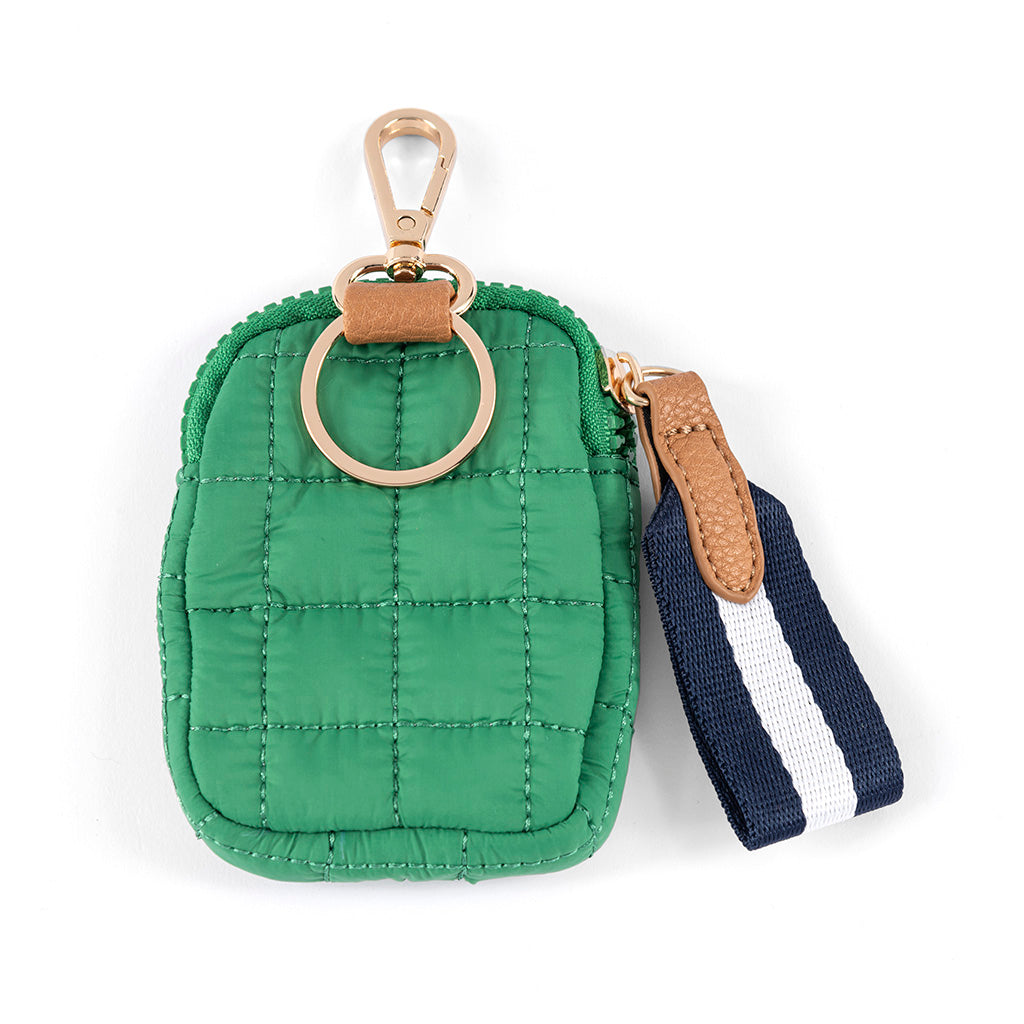 Shiraleah Ezra Quilted Nylon Clip-On Pouch, Green by Shiraleah