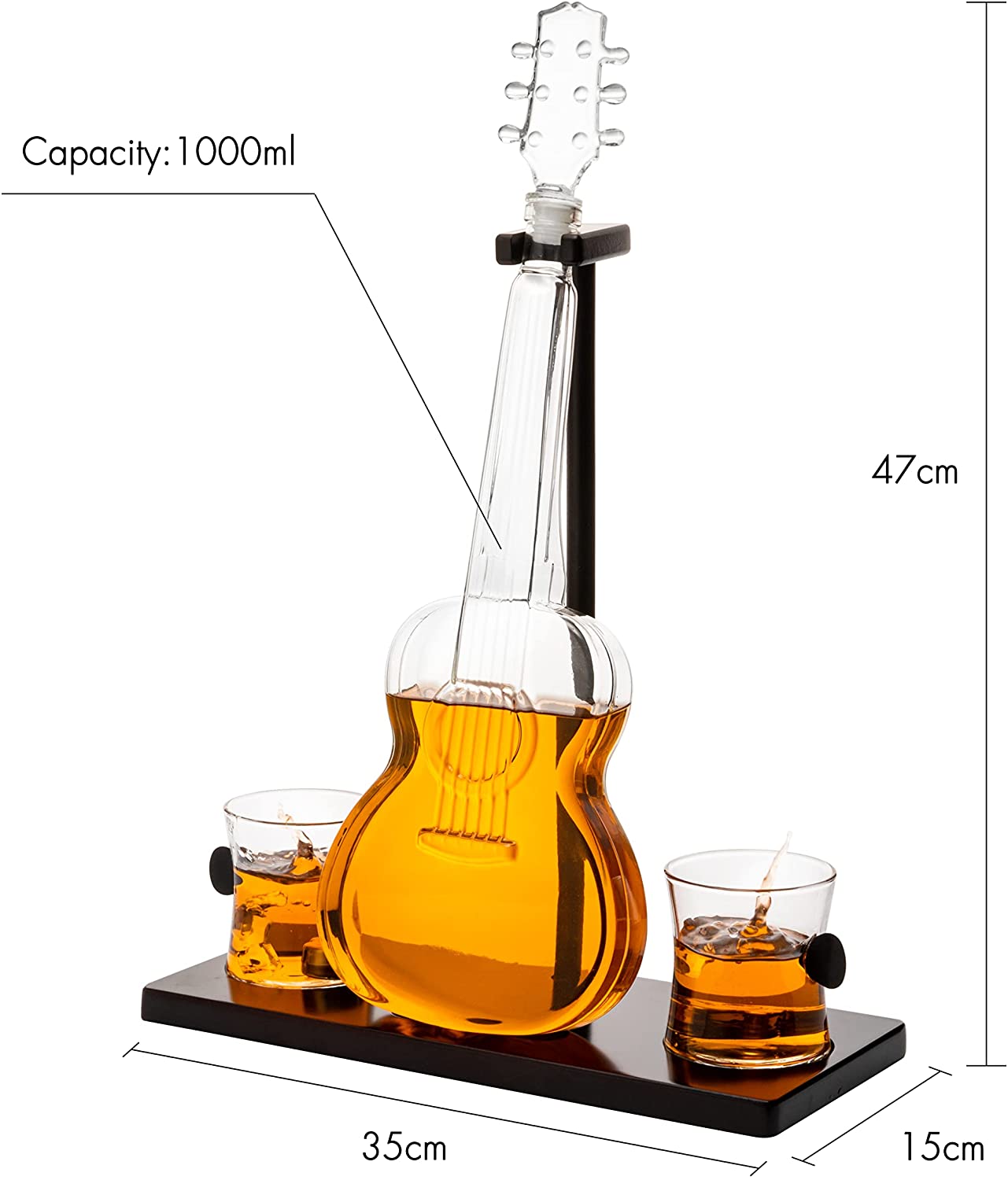 Guitar Decanter, Mahogany Base 1000 ML - by The Wine Savant