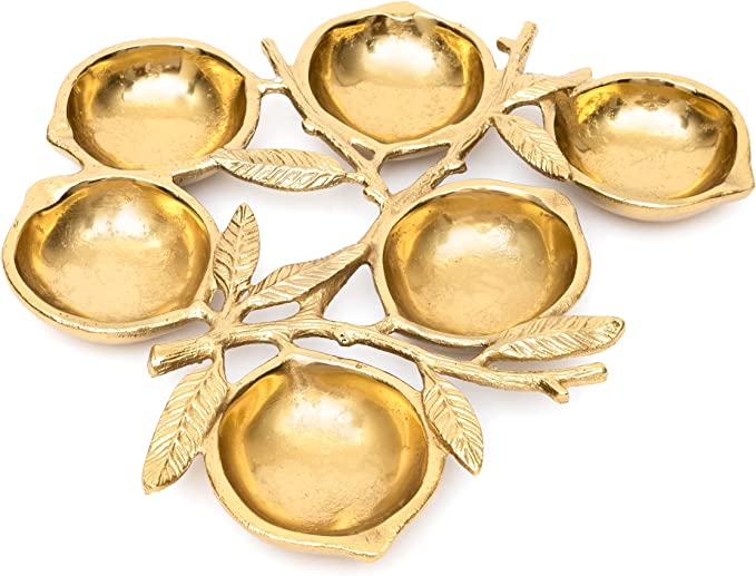 Cluster Decorative Bowls, Bright Gold Lemons, Brass - Decoration, Snack Tray Bowl, Chip and Dip by Gute by Gute Decor
