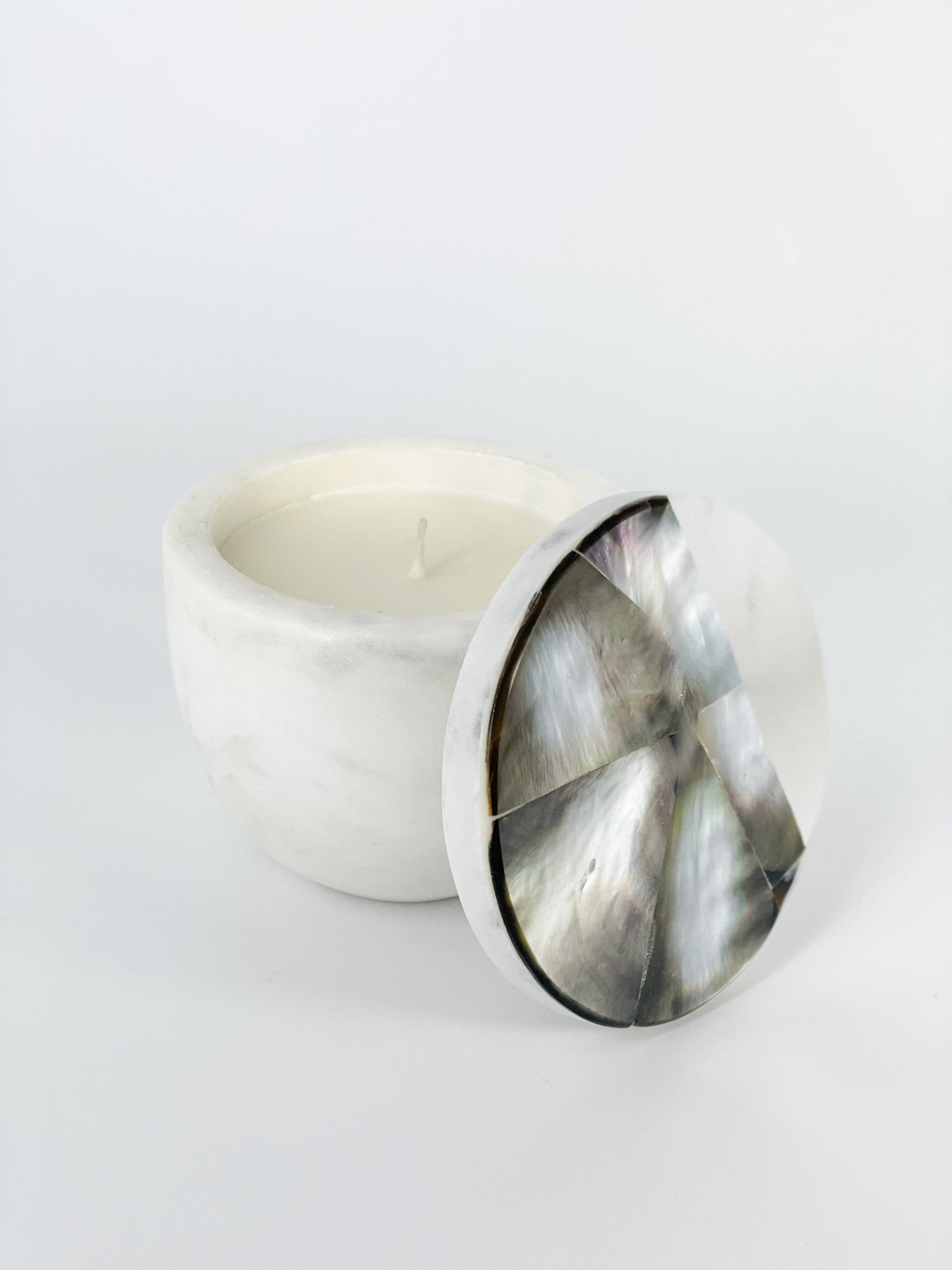 Grey Mother of Pearl Lavender Candle by Anaya