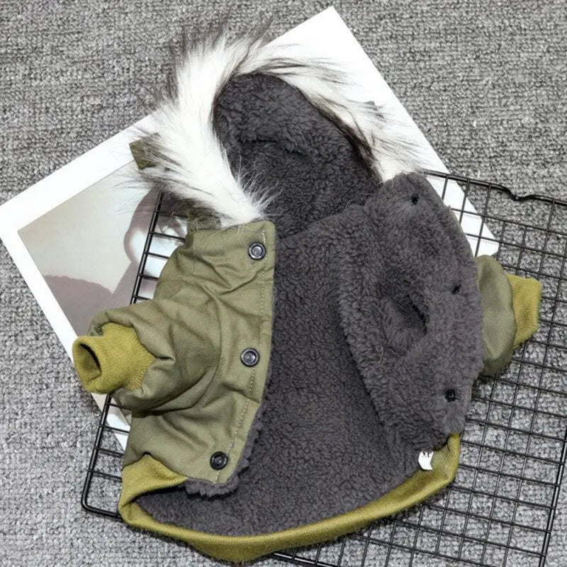 Dog Jacket w/ Fur-Trim Hood - Dog & Cat Apparel by GROOMY