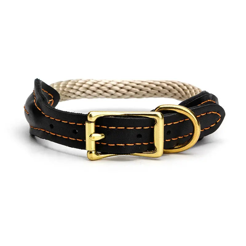 Rolled Leather Dog Collar by GROOMY