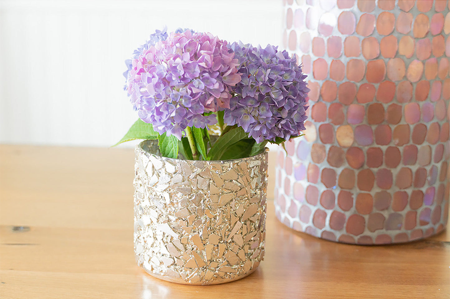 Silver Crushed Mosaic Votive + Vase by Anaya