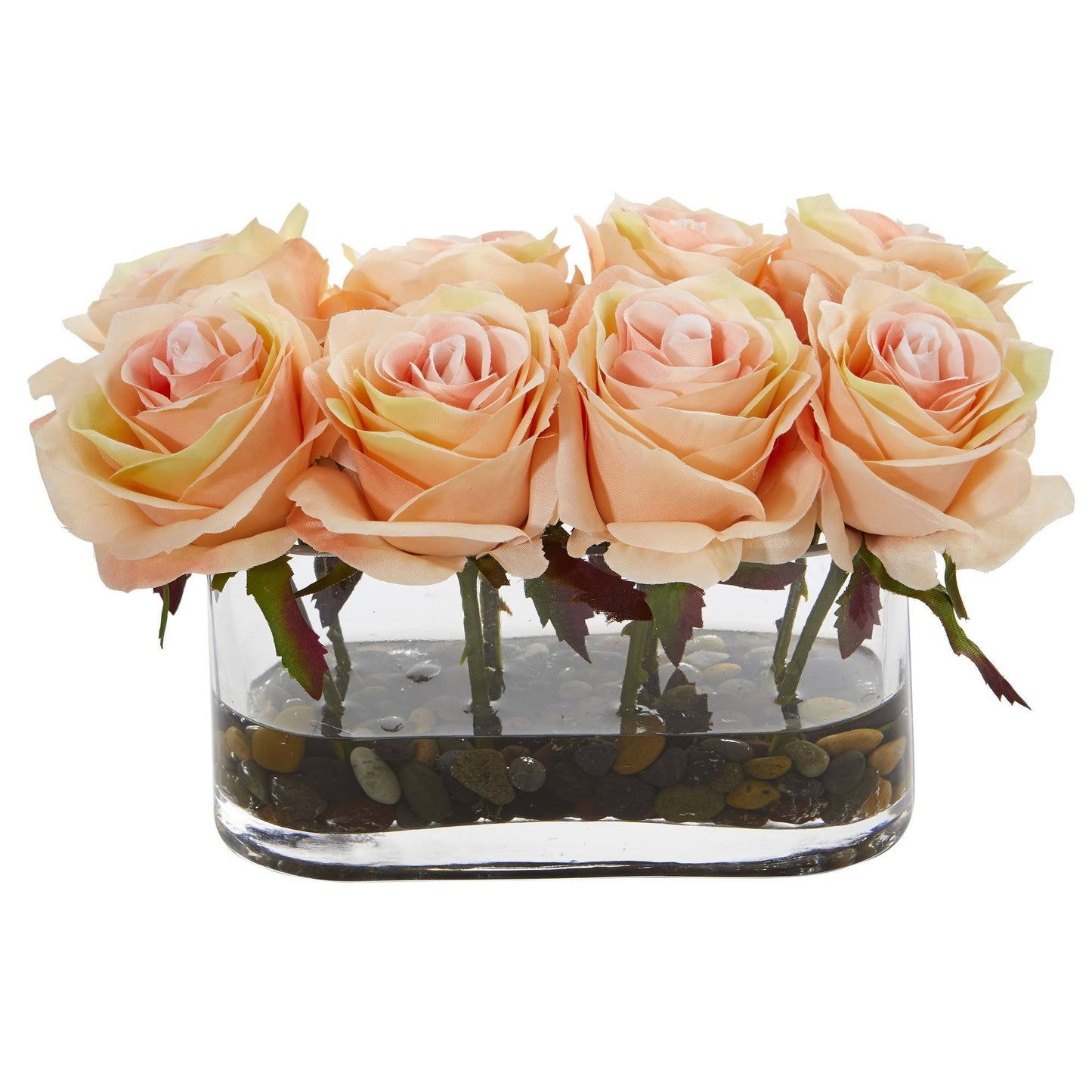 5.5” Blooming Roses in Glass Vase Artificial Arrangement by Nearly Natural