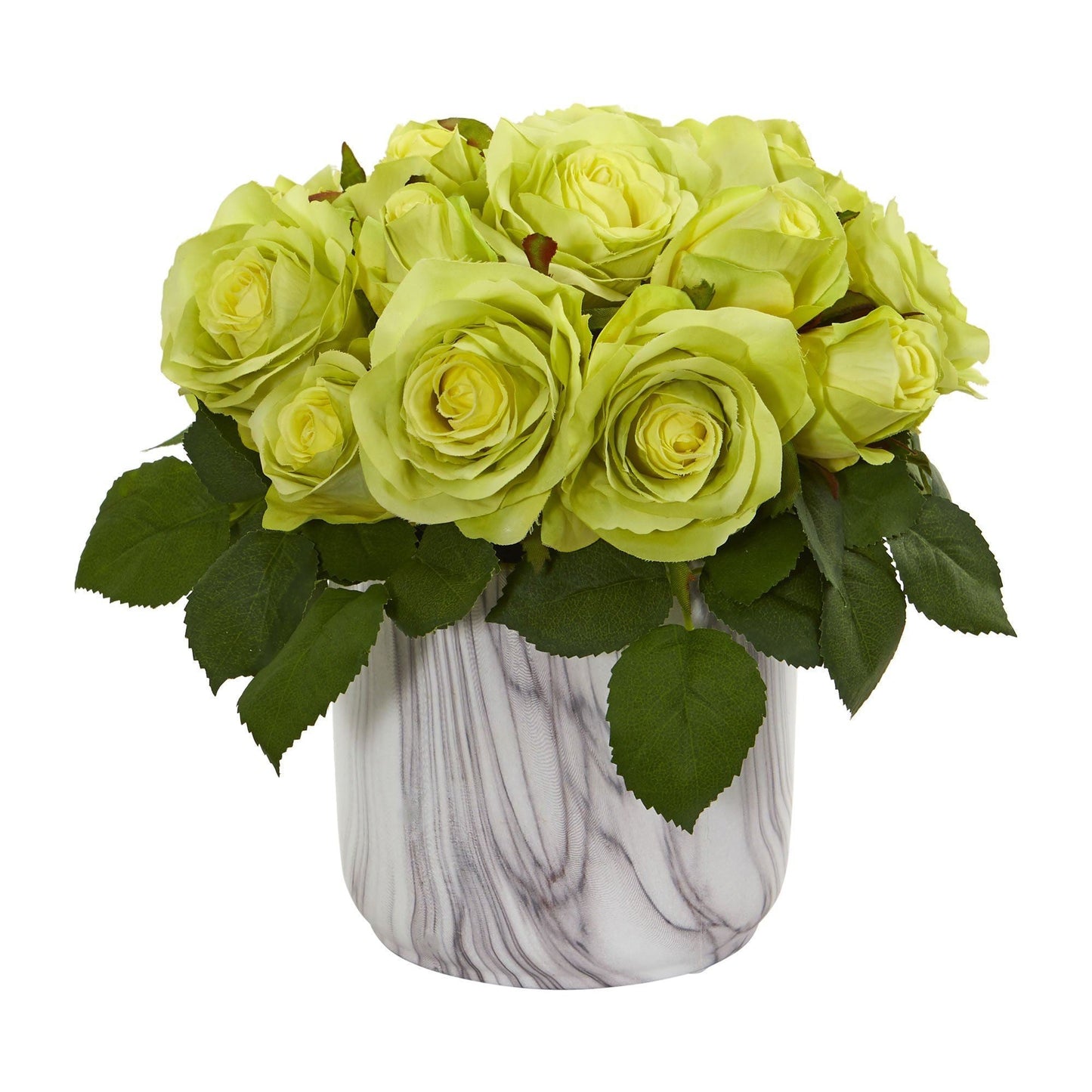 Rose Artificial Arrangement in Marble Finished Vase by Nearly Natural