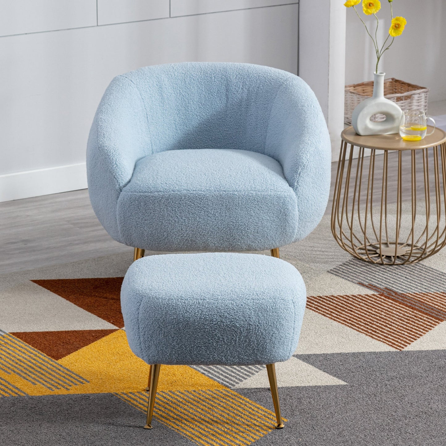 Modern Comfy Leisure Accent Chair with Ottoman by Blak Hom