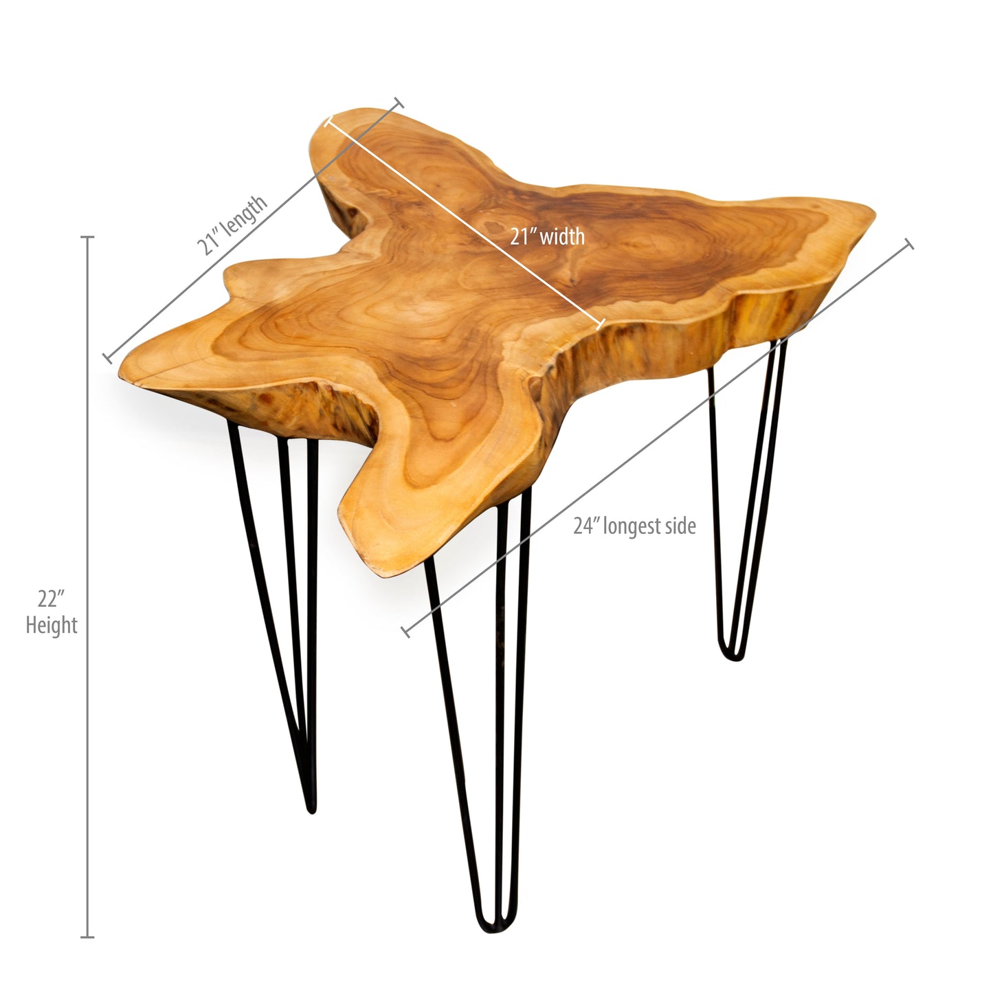 Teak Wood Organic Slab Accent Table by Andaluca Home
